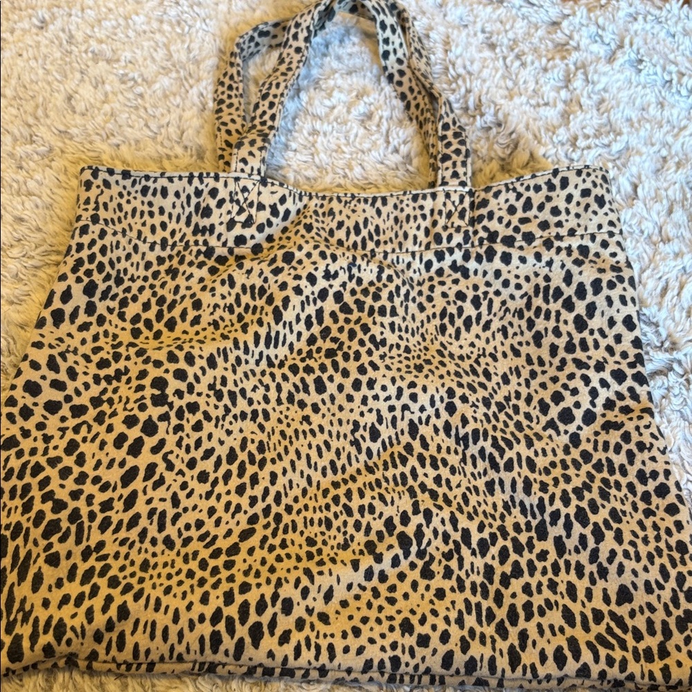 Brandy Melville Tote Bag Womens OS Tan Cheetah Animal Print Good Cotton Canvas